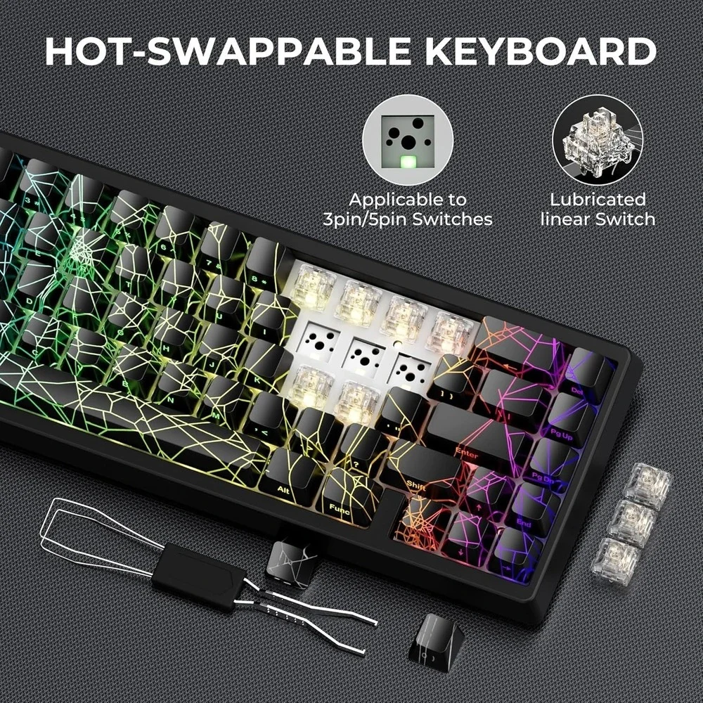 XVX M67 60% Mechanical‎ Keyboard Topographic Keycaps QMK/VIA Tri-Mode RGB Black